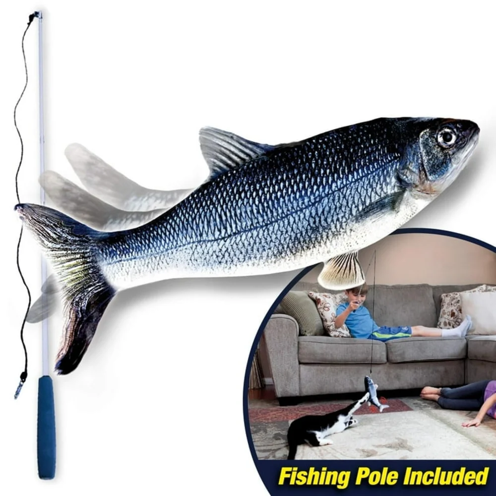 As Seen On TV Flippity Fish Cat Toy - Blue and White